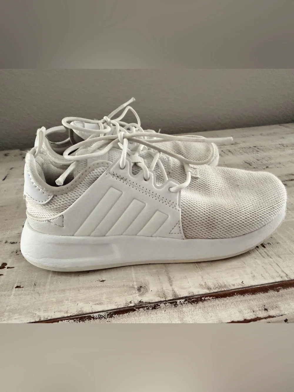 Adidas Originals X_PLR Triple White Mesh Sneakers Kids Size 3.5 Youth EU 35